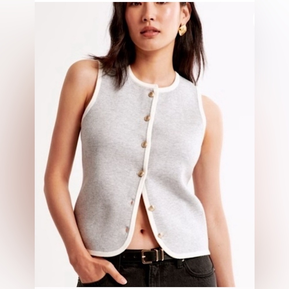 Abercrombie & Fitch Gray Cardigan with Gold Buttons